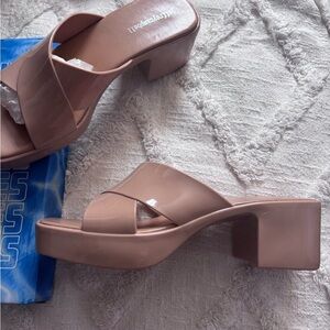 Jeffrey Campbell Tan Jelly Block Heel Sandals